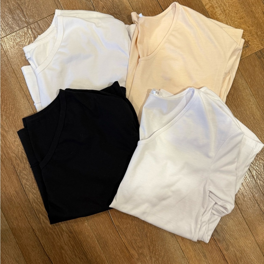 Set of Four Basic T-Shirts in Neutral Tones